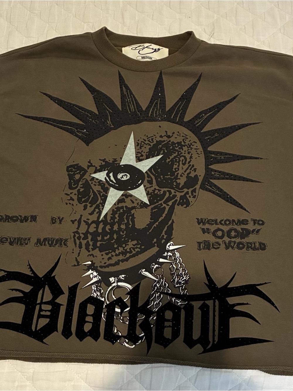 Unbranded Women's Olive Graphic Skull Short Sleeve Tee